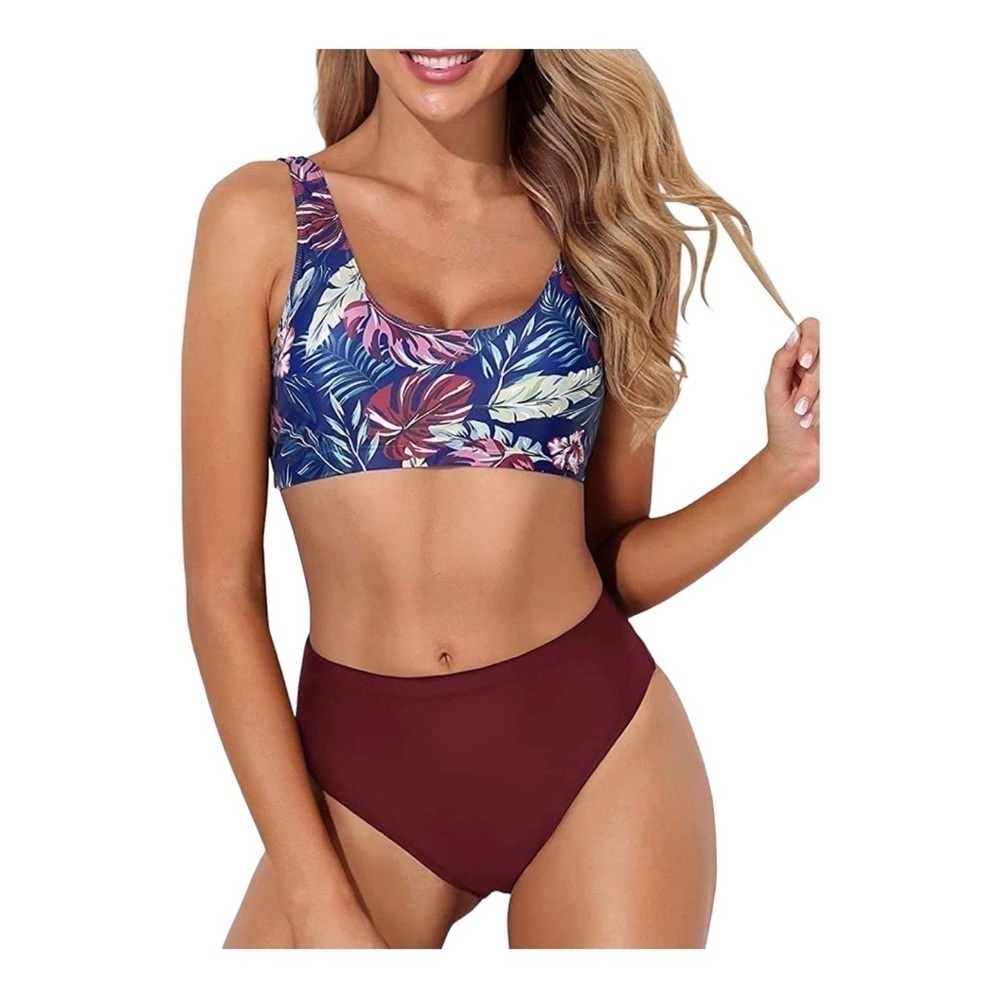 High Cut Bikini Bottom Burgundy Size XL
